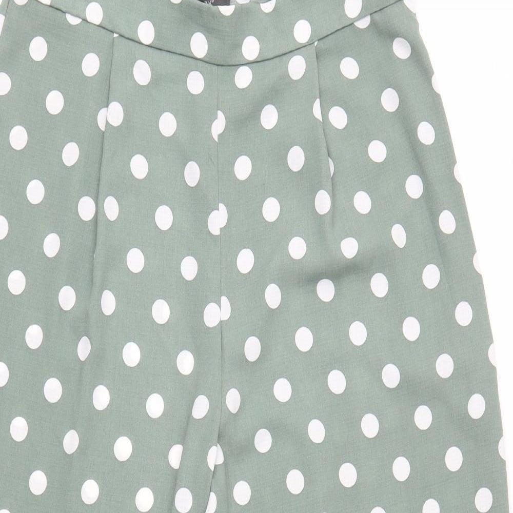 Primark Womens Green Polka Dot Polyester Trousers Size 14 Regular Zip