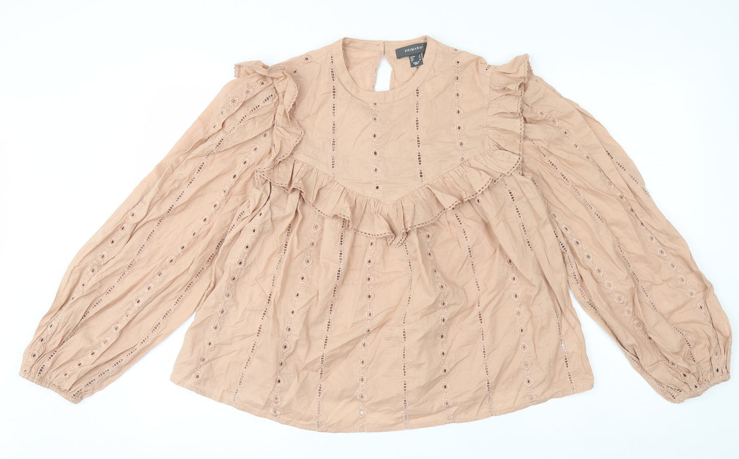 Primark Womens Pink Cotton Basic Blouse Size 6 Round Neck