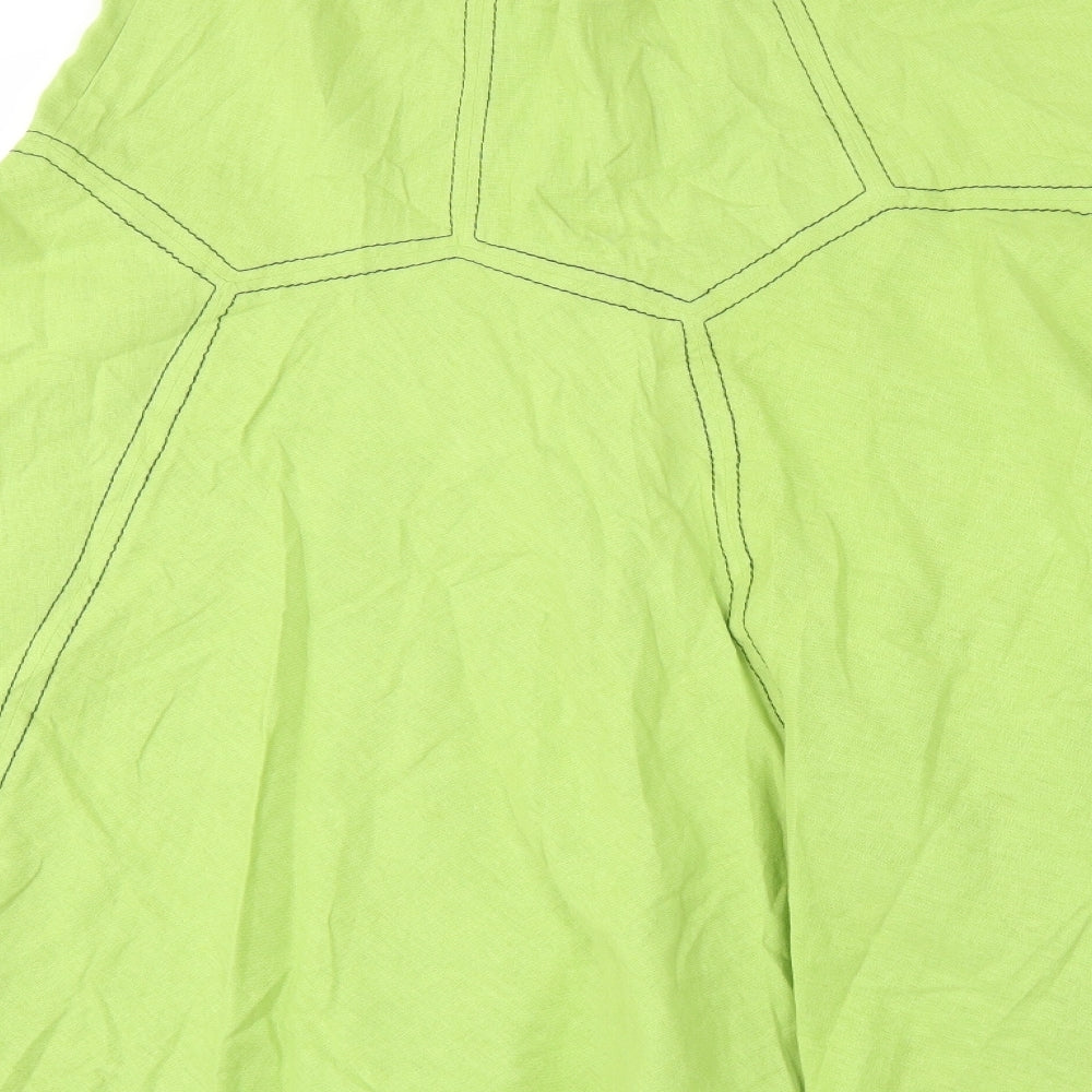 Touch Womens Green Linen Skater Skirt Size 14 Zip