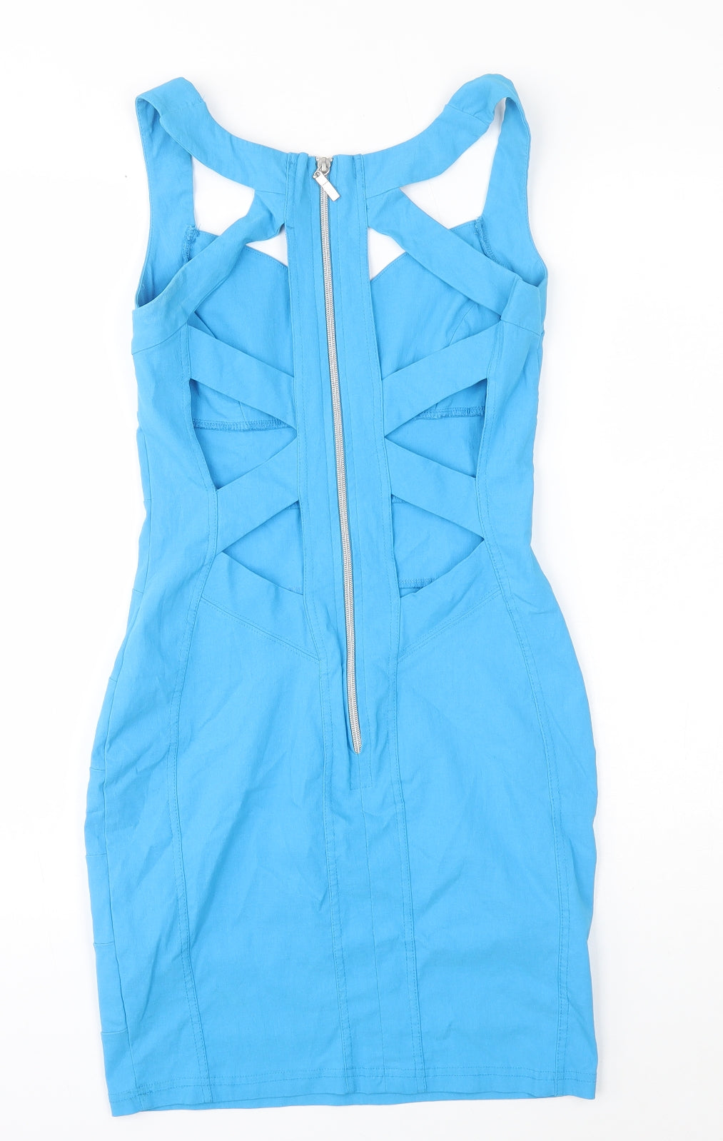Jane Norman Womens Blue Viscose Pencil Dress Size 12 Sweetheart Zip
