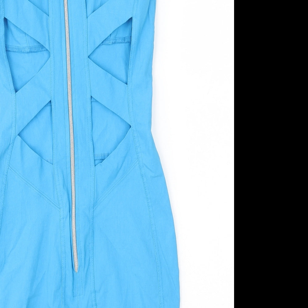 Jane Norman Womens Blue Viscose Pencil Dress Size 12 Sweetheart Zip