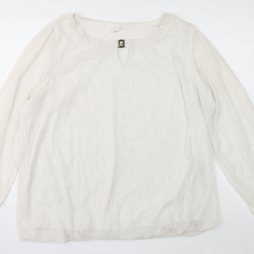 Preworn Womens White Polyester Basic Blouse Size 22 Round Neck - Size 22-24