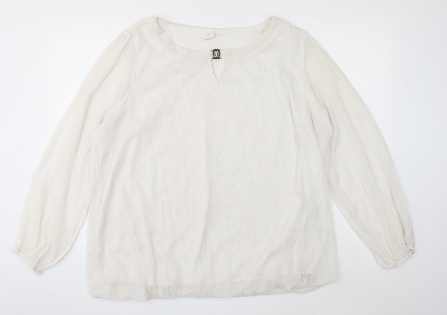 Preworn Womens White Polyester Basic Blouse Size 22 Round Neck - Size 22-24