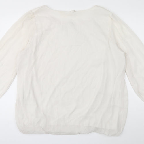 Preworn Womens White Polyester Basic Blouse Size 22 Round Neck - Size 22-24