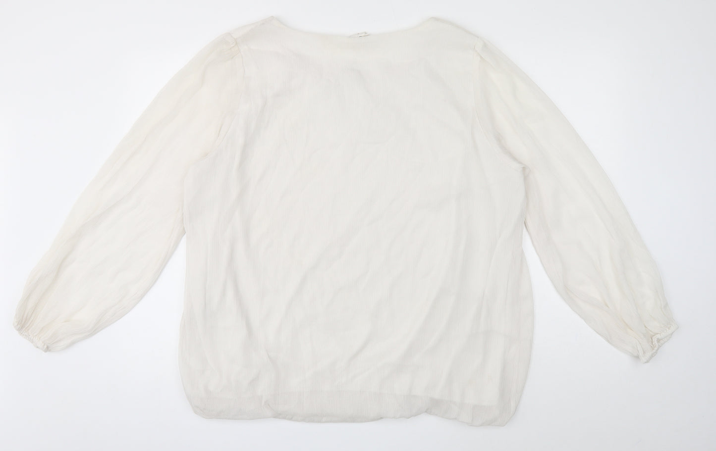 Preworn Womens White Polyester Basic Blouse Size 22 Round Neck - Size 22-24