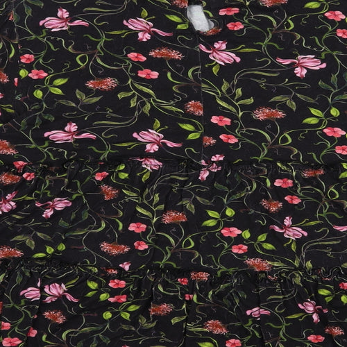 Joe Browns Womens Black Floral Viscose Basic Blouse Size 14 Mock Neck