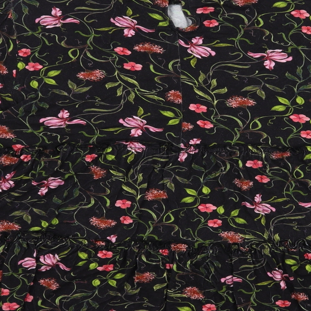 Joe Browns Womens Black Floral Viscose Basic Blouse Size 14 Mock Neck
