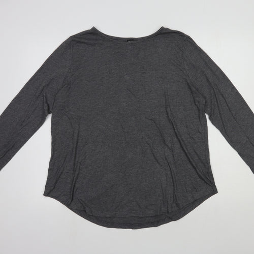 Emery Rose Womens Grey Viscose Basic Blouse Size 14 Round Neck