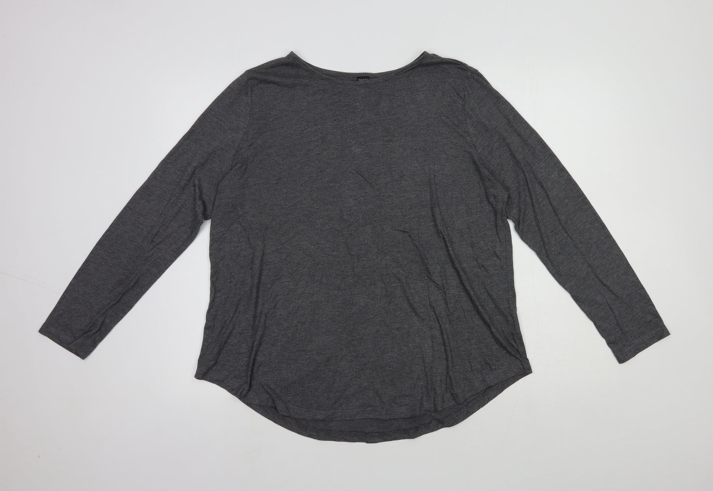 Emery Rose Womens Grey Viscose Basic Blouse Size 14 Round Neck