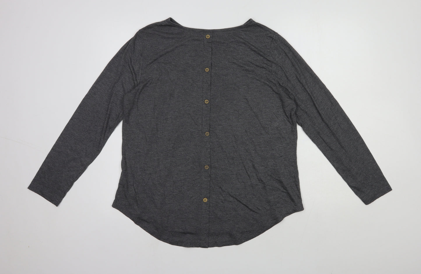 Emery Rose Womens Grey Viscose Basic Blouse Size 14 Round Neck