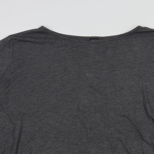 Emery Rose Womens Grey Viscose Basic Blouse Size 14 Round Neck