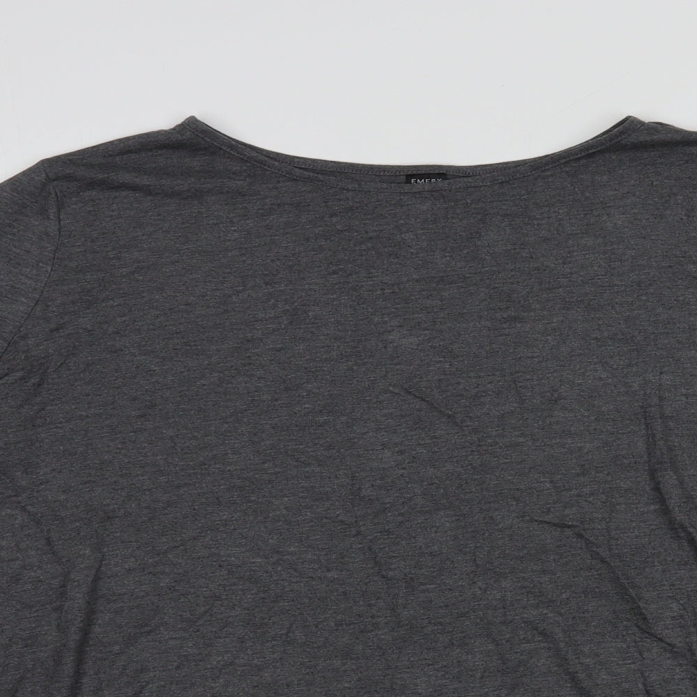 Emery Rose Womens Grey Viscose Basic Blouse Size 14 Round Neck