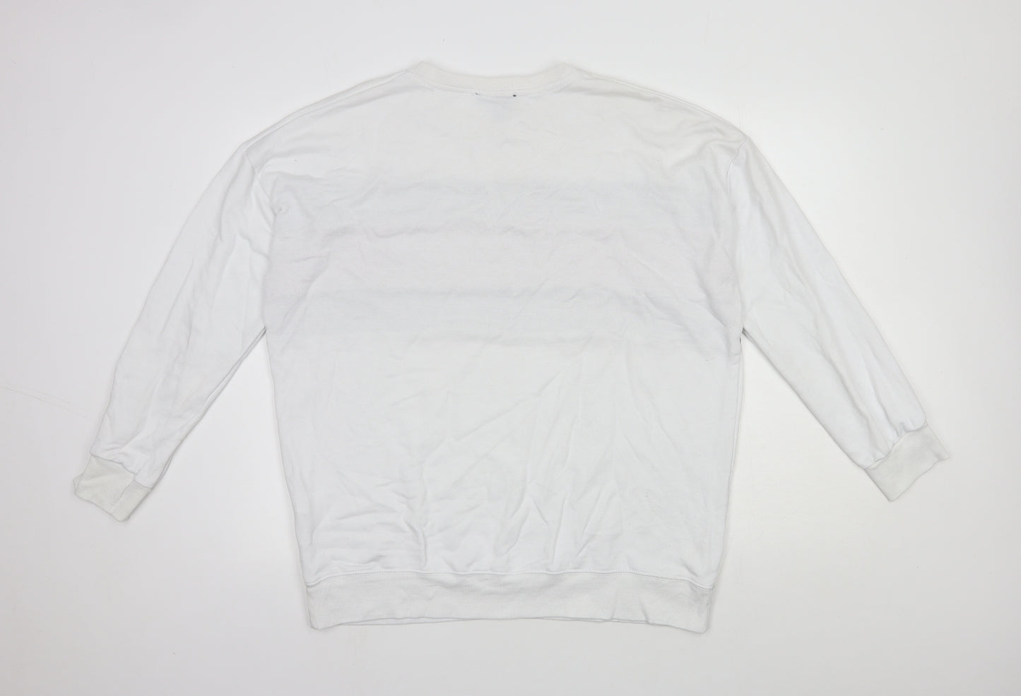 New Look Womens White Round Neck Polyester Pullover Jumper Size 18 - Tres Luxe