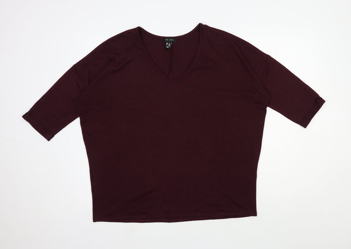 New Look Womens Red V-Neck Polyester Pullover Jumper Size M
