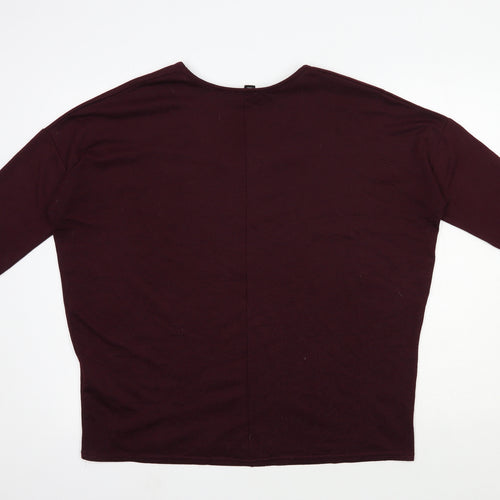 New Look Womens Red V-Neck Polyester Pullover Jumper Size M