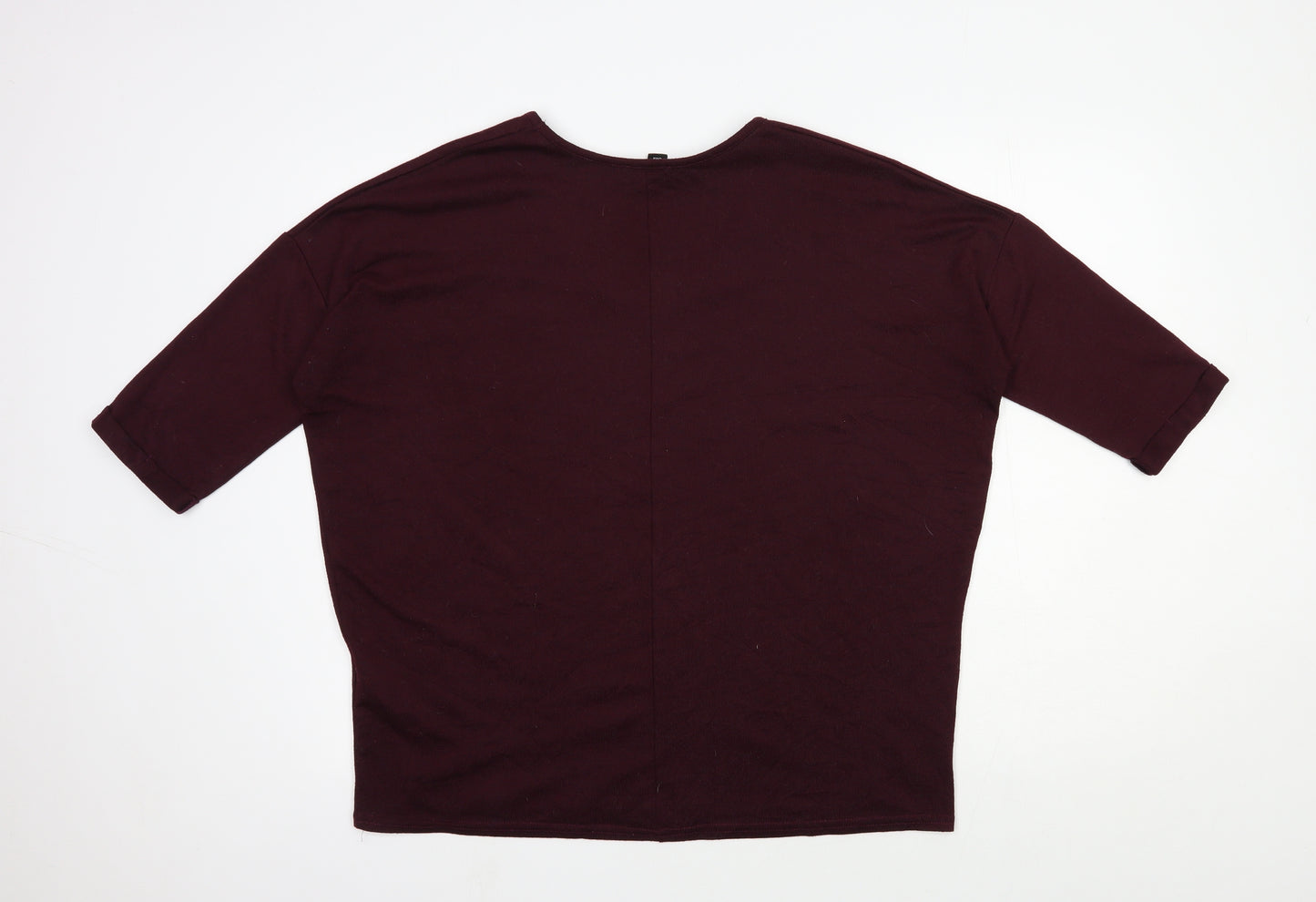 New Look Womens Red V-Neck Polyester Pullover Jumper Size M
