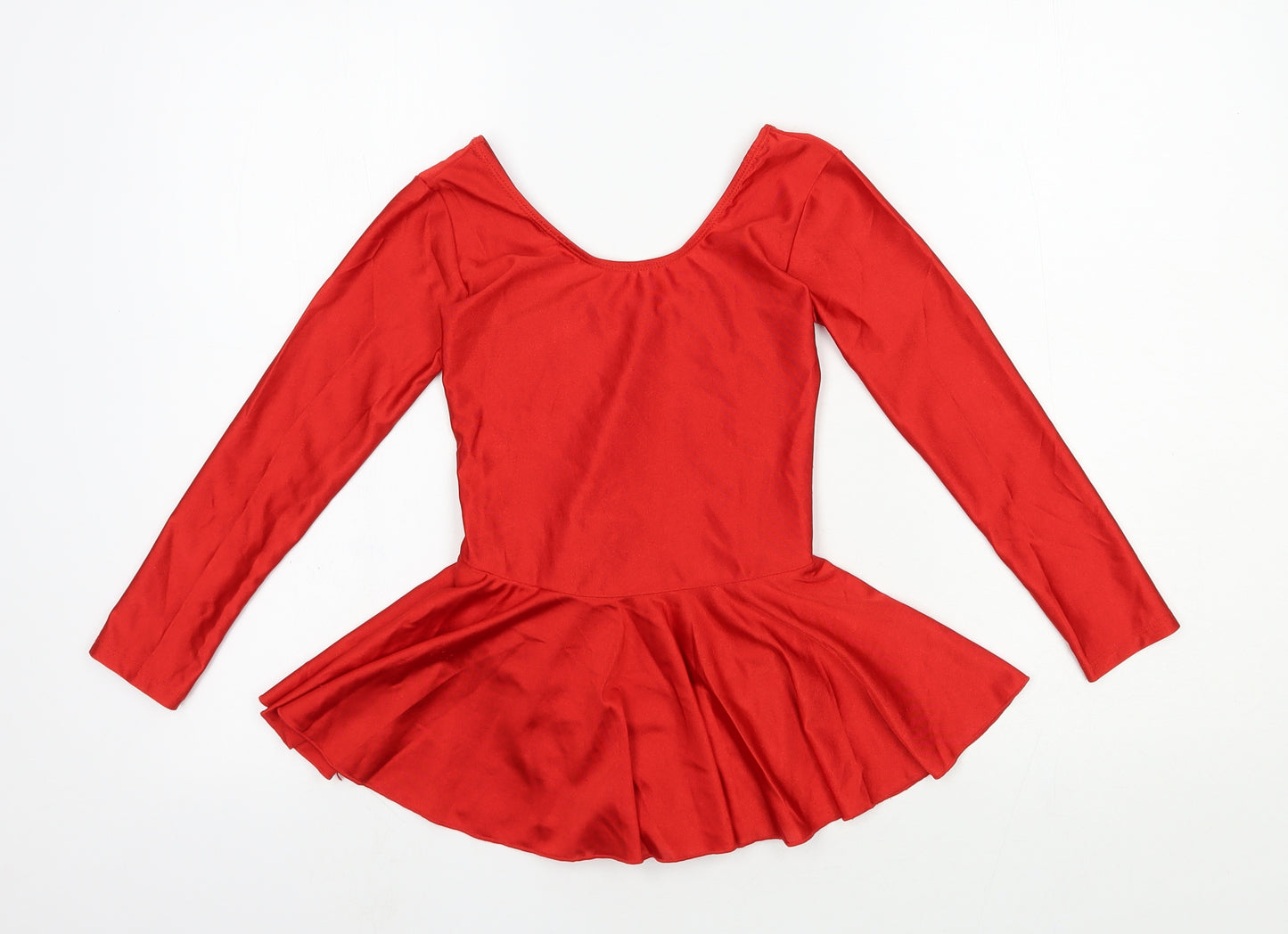 Preworn Girls Red Elastane Skater Dress Size 3XL V-Neck