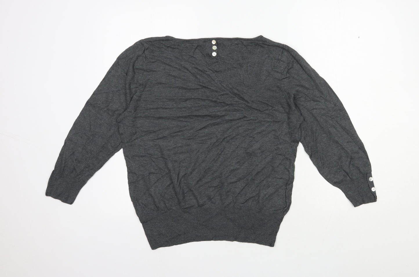 NEXT Womens Grey Scoop Neck Cotton Pullover Jumper Size 16