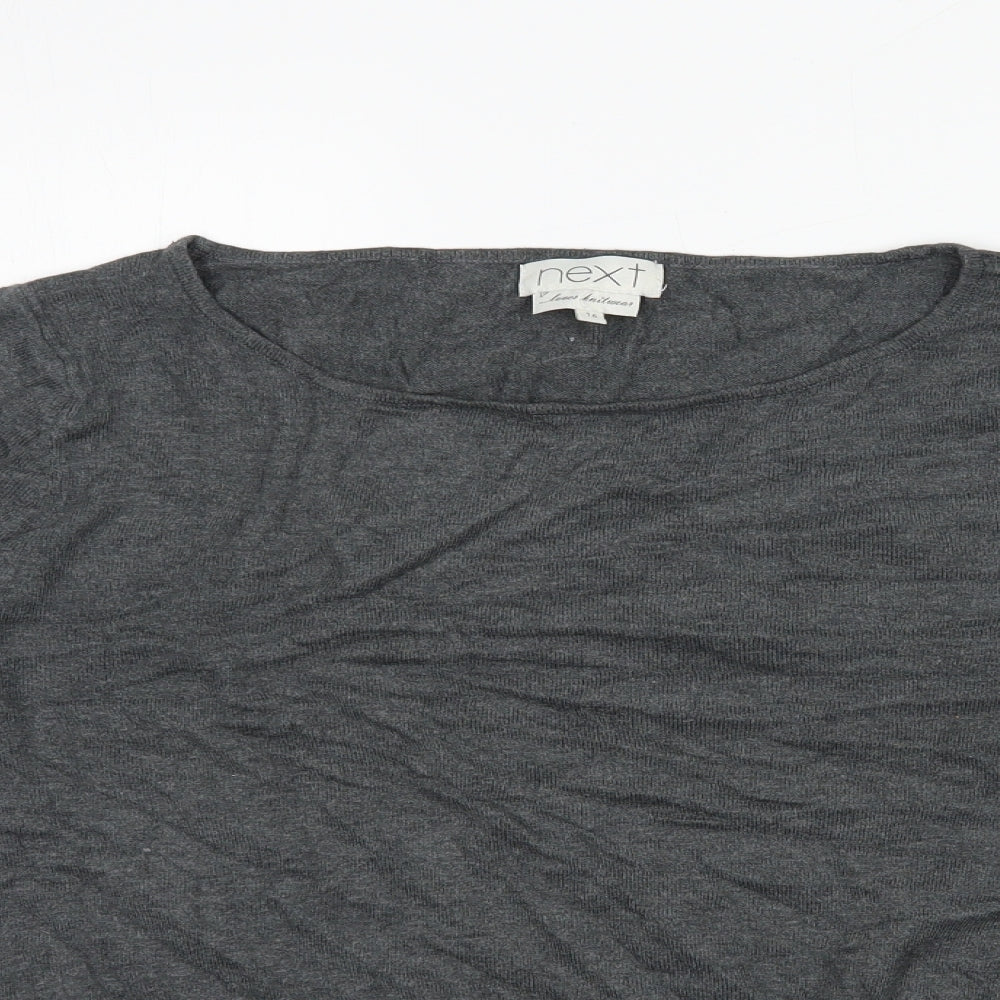NEXT Womens Grey Scoop Neck Cotton Pullover Jumper Size 16