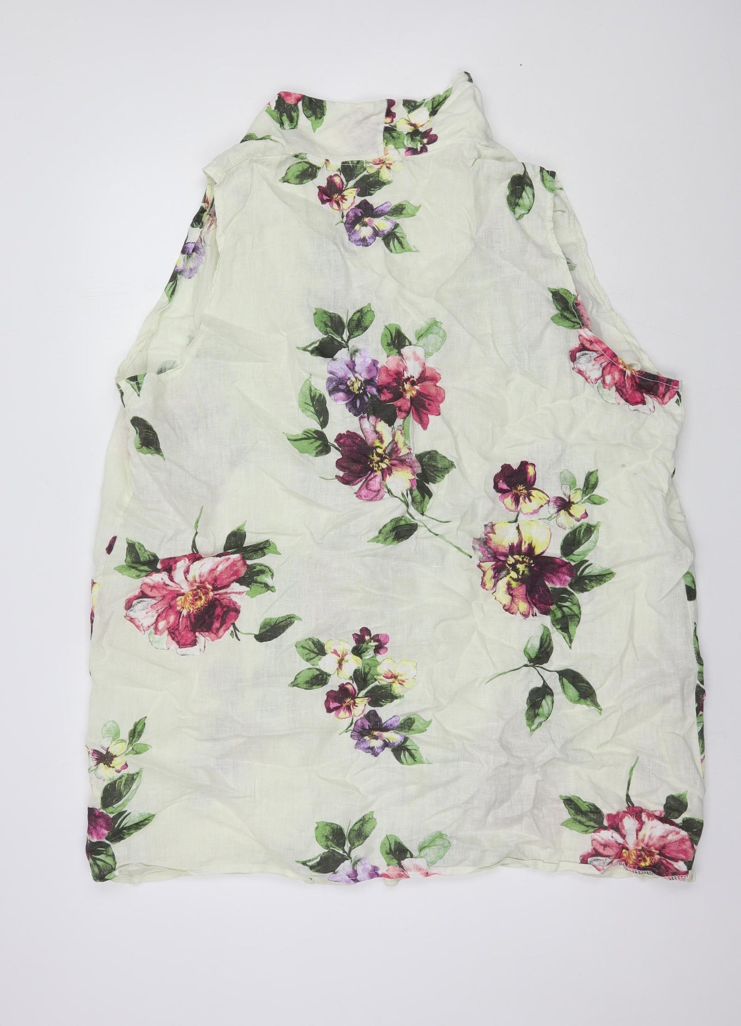 Made in Italy Womens White Floral Polyester Basic Blouse Size XL Mock Neck