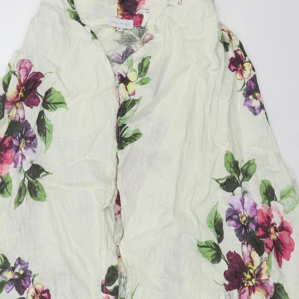 Made in Italy Womens White Floral Polyester Basic Blouse Size XL Mock Neck
