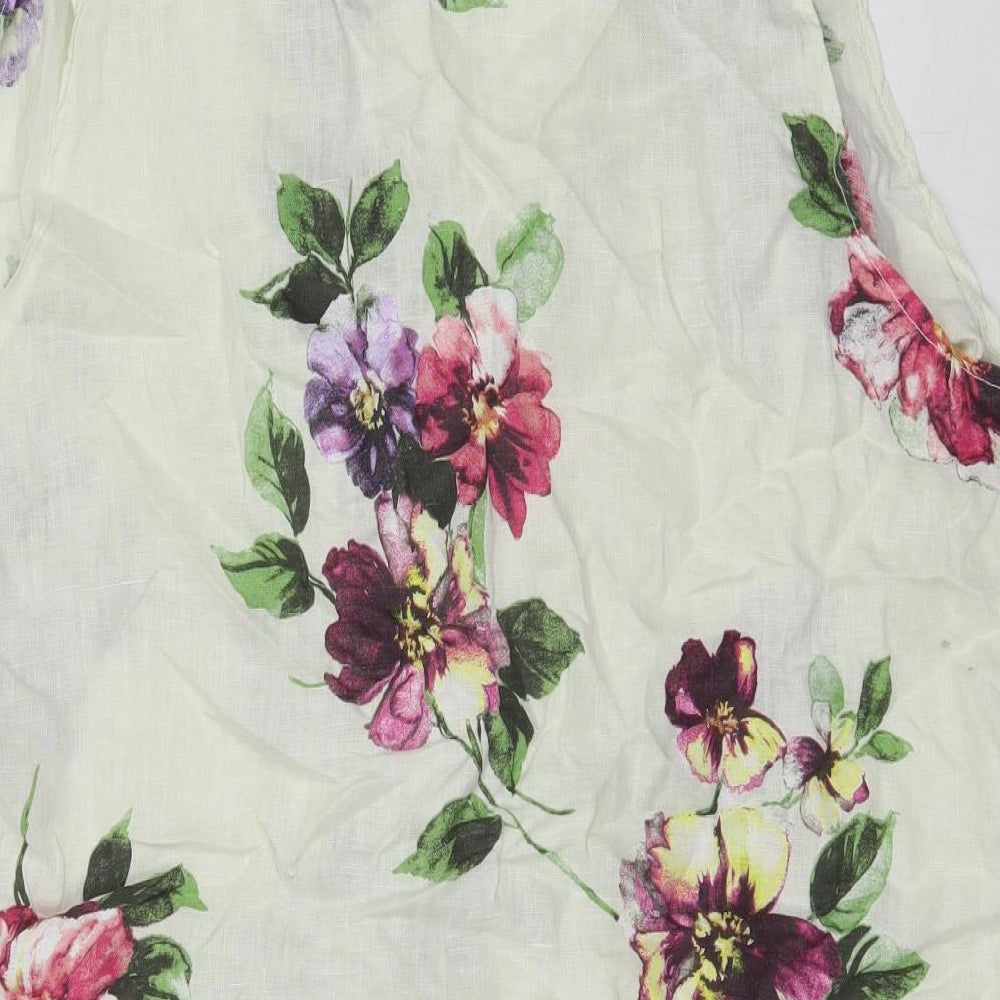 Made in Italy Womens White Floral Polyester Basic Blouse Size XL Mock Neck