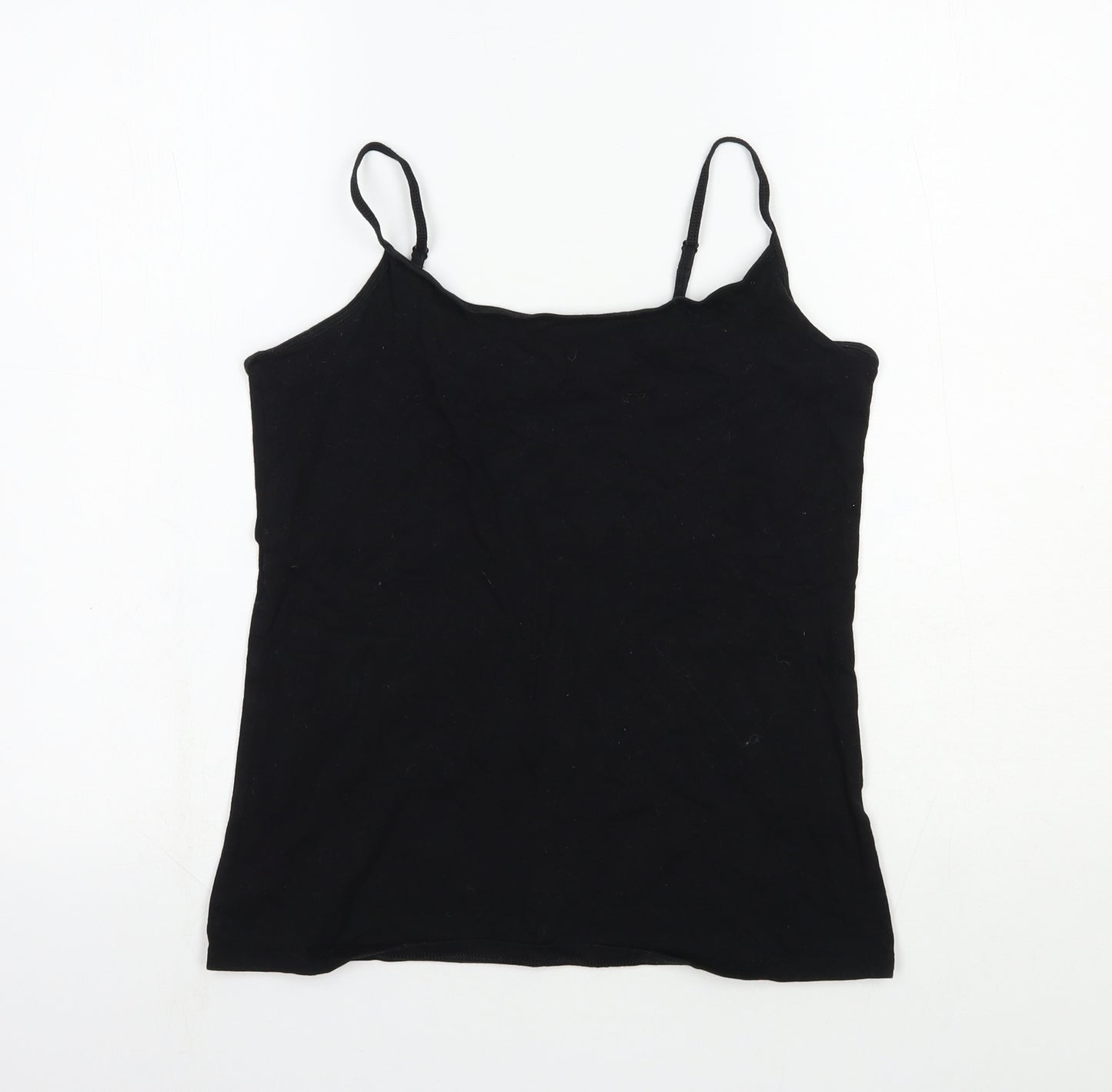 Primark Womens Black Cotton Basic Tank Size 14 Scoop Neck