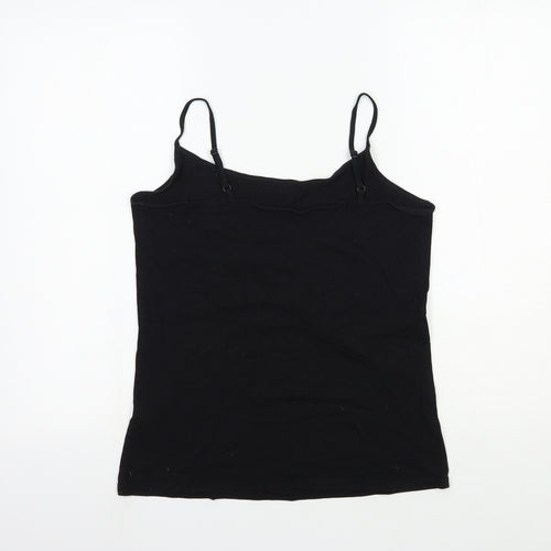 Primark Womens Black Cotton Basic Tank Size 14 Scoop Neck