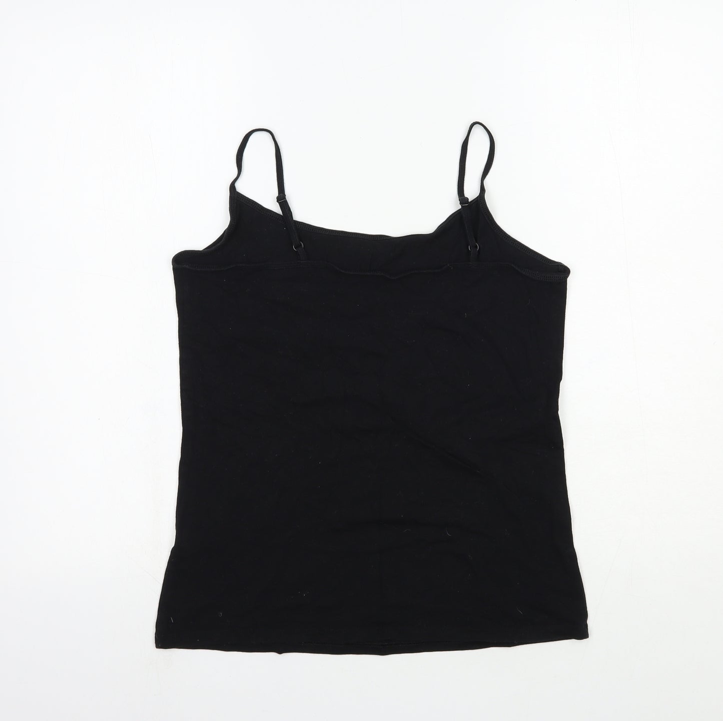 Primark Womens Black Cotton Basic Tank Size 14 Scoop Neck