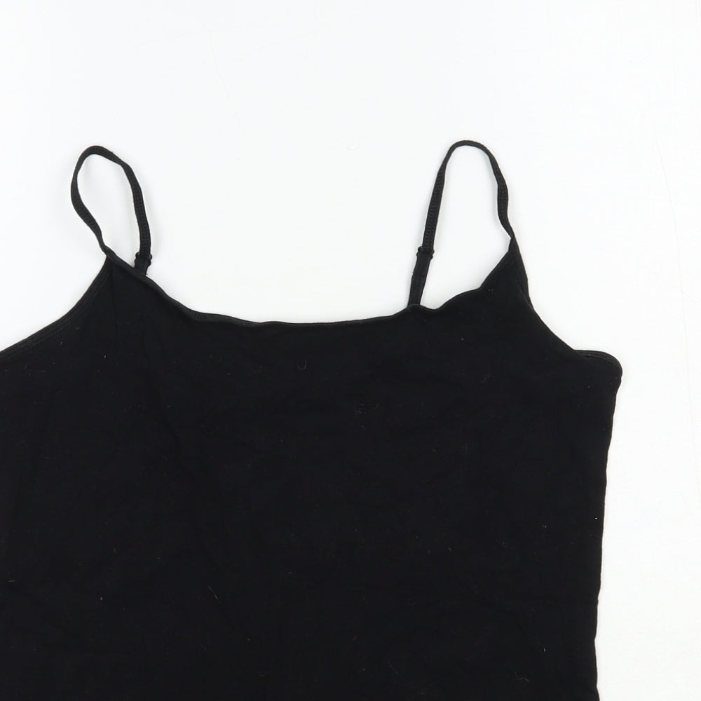 Primark Womens Black Cotton Basic Tank Size 14 Scoop Neck