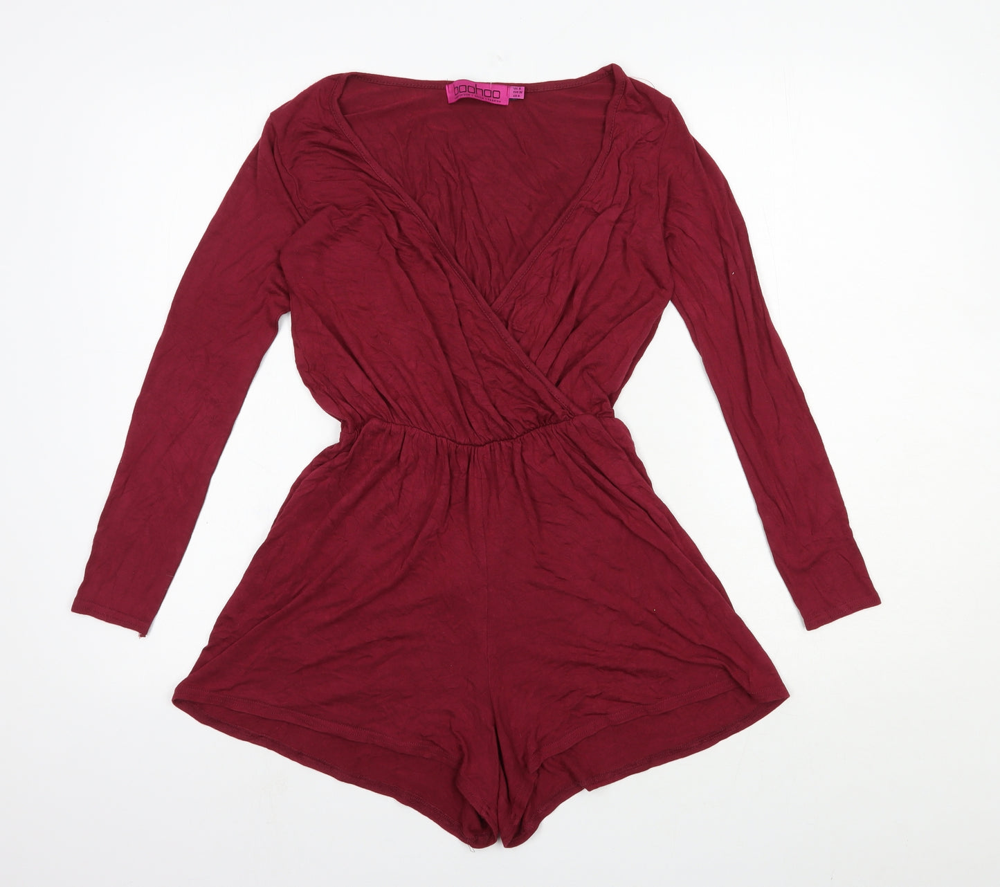 Boohoo Womens Red Viscose Playsuit One-Piece Size 8