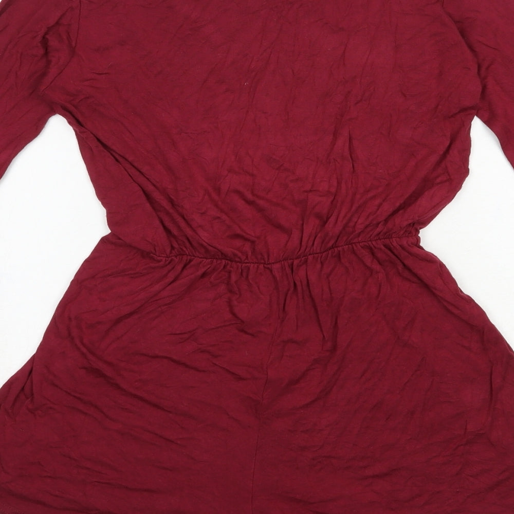 Boohoo Womens Red Viscose Playsuit One-Piece Size 8