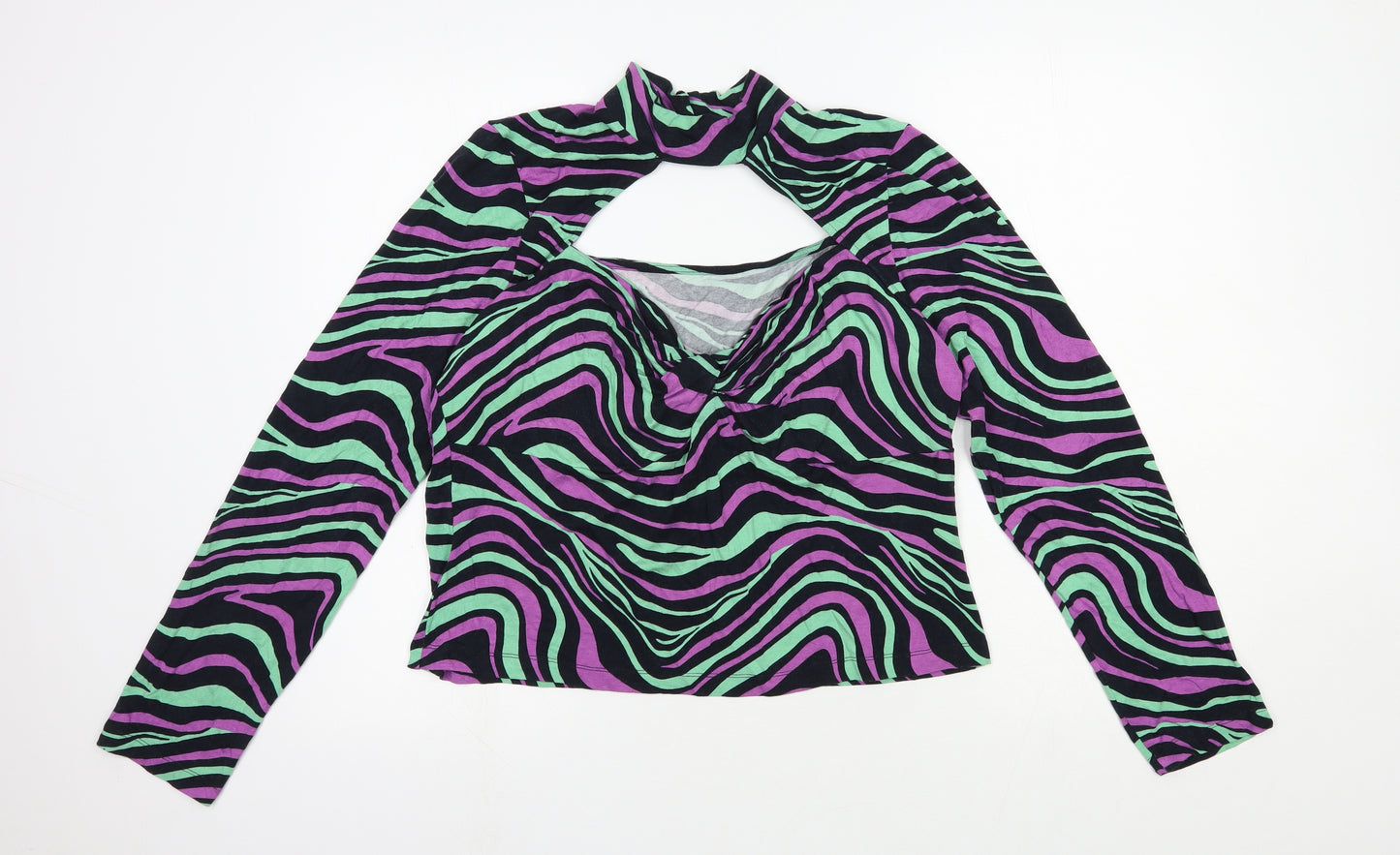 ASOS Womens Multicoloured Geometric Viscose Basic Blouse Size 20 Mock Neck