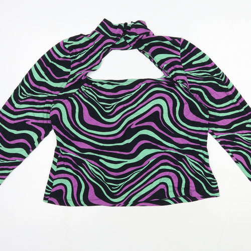 ASOS Womens Multicoloured Geometric Viscose Basic Blouse Size 20 Mock Neck