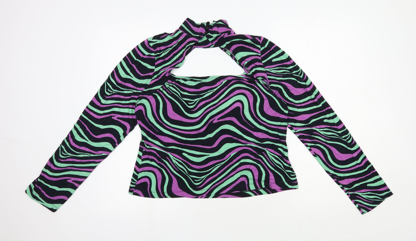 ASOS Womens Multicoloured Geometric Viscose Basic Blouse Size 20 Mock Neck