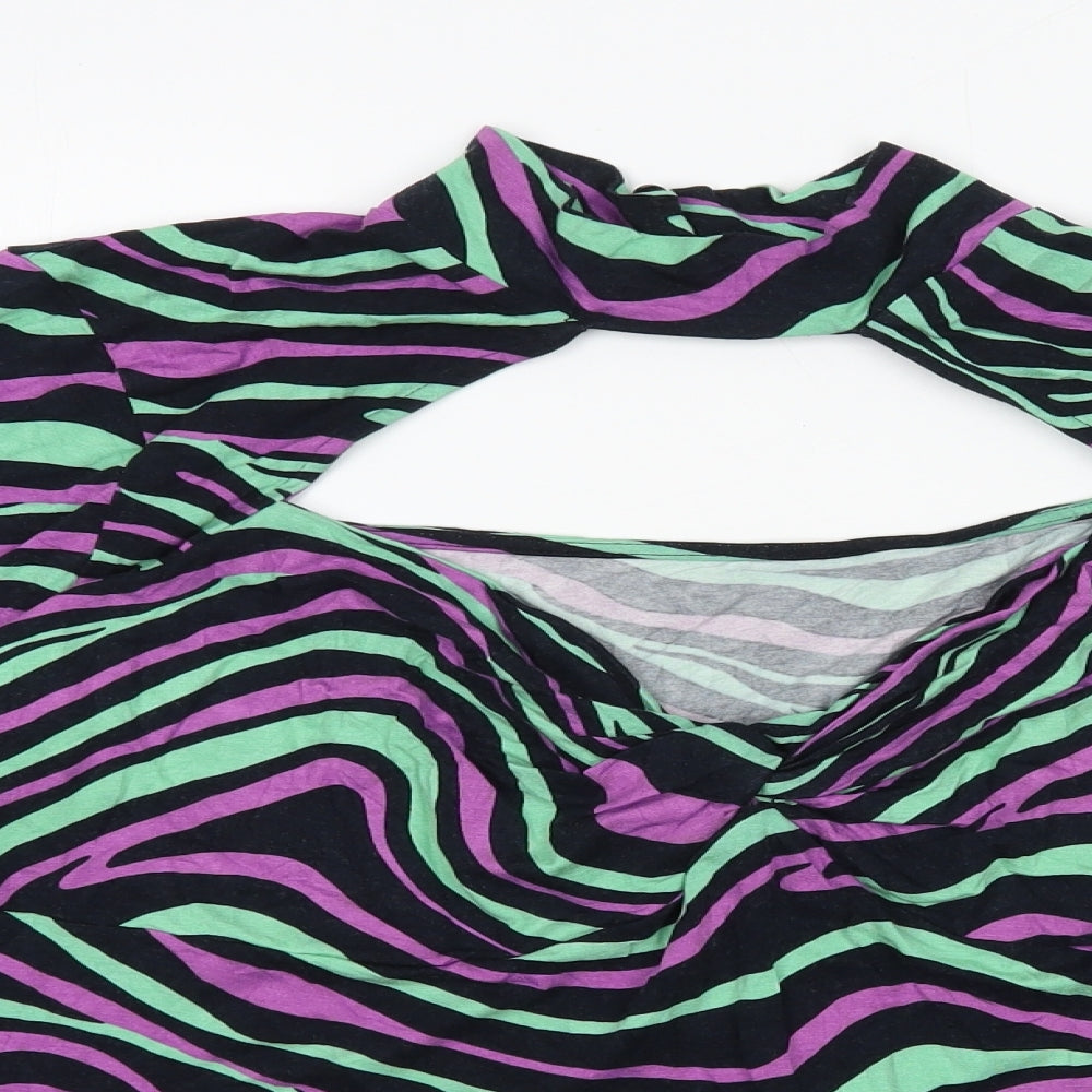 ASOS Womens Multicoloured Geometric Viscose Basic Blouse Size 20 Mock Neck