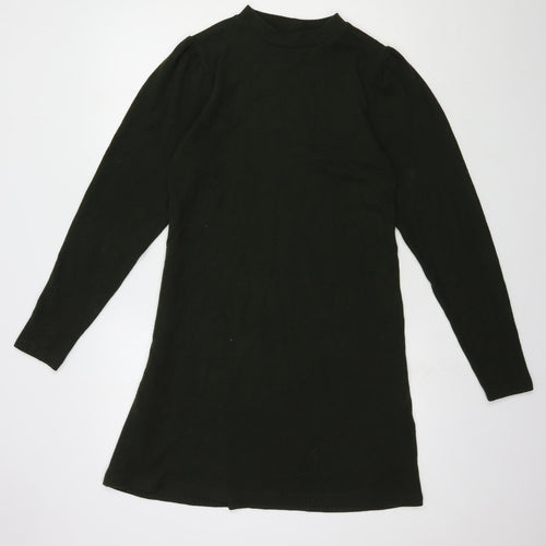 Dorothy Perkins Womens Black Polyester T-Shirt Dress Size 12 Mock Neck