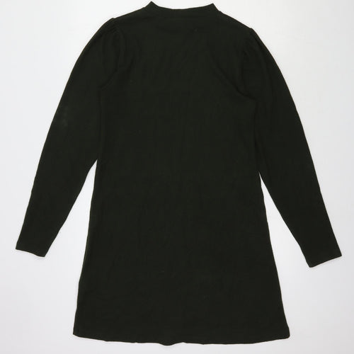 Dorothy Perkins Womens Black Polyester T-Shirt Dress Size 12 Mock Neck