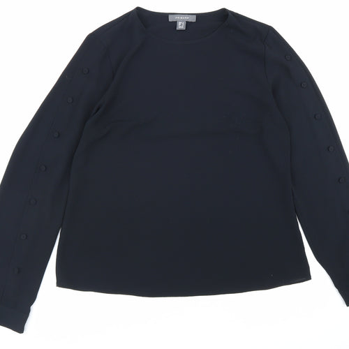 Primark Womens Black Polyester Basic Blouse Size 12 Round Neck