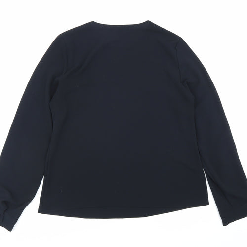 Primark Womens Black Polyester Basic Blouse Size 12 Round Neck