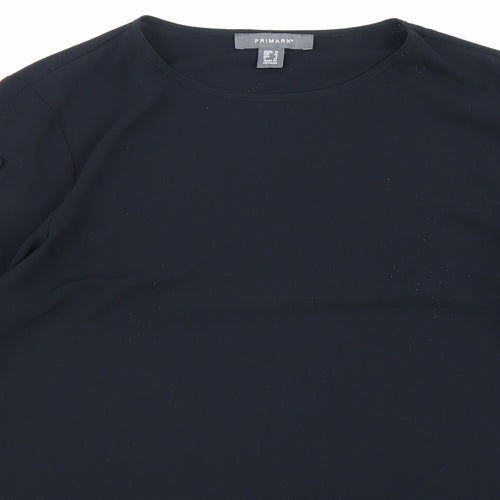 Primark Womens Black Polyester Basic Blouse Size 12 Round Neck