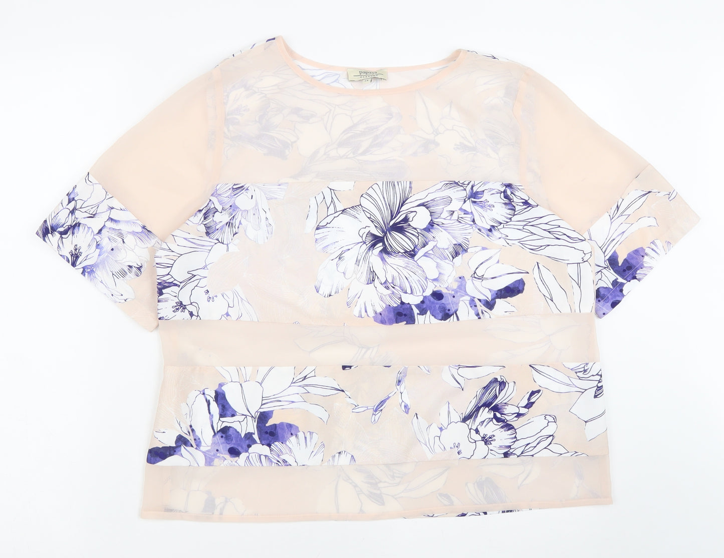 Papaya Womens Multicoloured Floral Polyester Basic Blouse Size 14 Round Neck