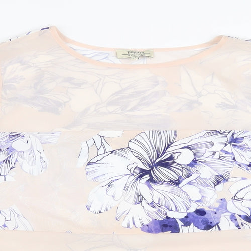 Papaya Womens Multicoloured Floral Polyester Basic Blouse Size 14 Round Neck