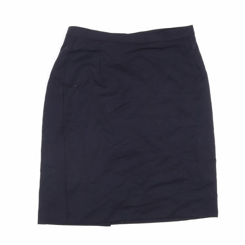 Marks and Spencer Womens Blue Polyester A-Line Skirt Size 10 Zip