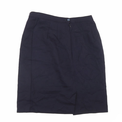 Marks and Spencer Womens Blue Polyester A-Line Skirt Size 10 Zip