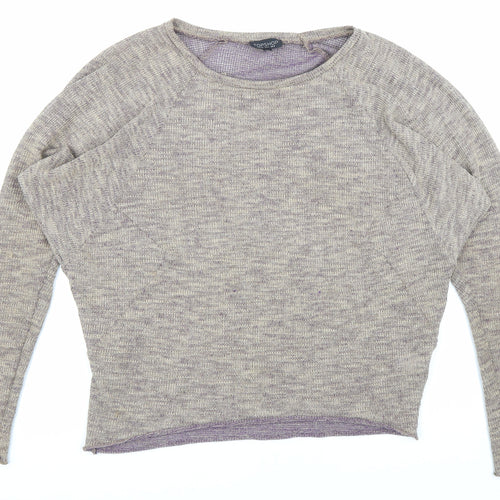 Topshop Womens Grey Polyester Basic Blouse Size 8 Round Neck