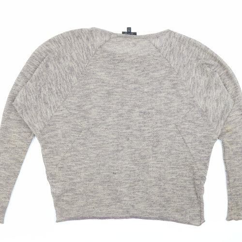 Topshop Womens Grey Polyester Basic Blouse Size 8 Round Neck