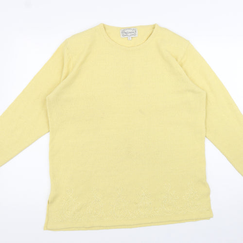 Fay Louise Womens Yellow Crew Neck Acrylic Pullover Jumper One Size