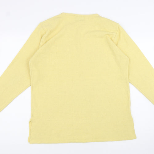 Fay Louise Womens Yellow Crew Neck Acrylic Pullover Jumper One Size