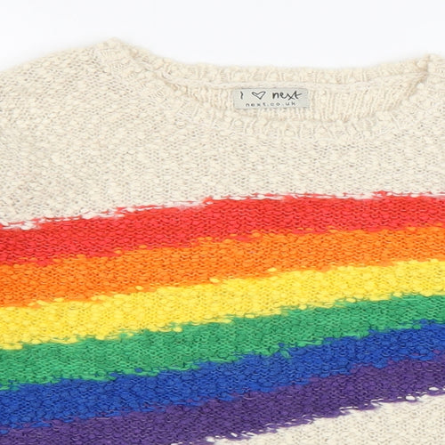 NEXT Girls Multicoloured Crew Neck Acrylic Pullover Jumper Size 6 Years Pullover - Rainbow
